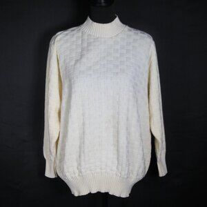 Cream Basketweave Pullover by Bermani,  Size - Medium